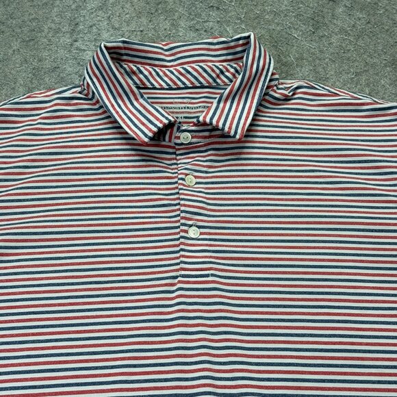 Vineyard Vines Performance Polo Shirt Men XL Red White Blue Striped Stretch - Picture 1 of 12